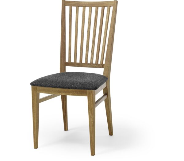 SÄRÃ, Spisebordsstol, Massiv egetræ, Stof by Torkelson (H: 98 cm. x B: 46 cm. x D: 47 cm., Oileret/Grå)